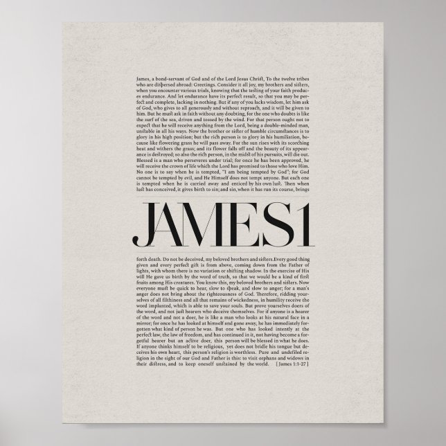 Póster James 1 - Fe y resistencia Biblia Verse Wall Art (Frente)