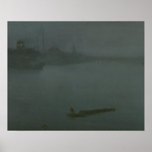 Póster James Abbott McNeill Whistler - Nocturne en azul