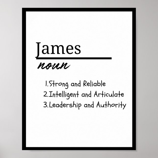 Póster James, definición de nombre personalizado del niño (Frente)