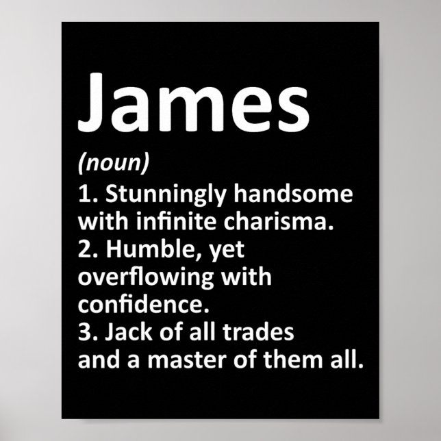 Póster James Definition Personalized Name Funny Cumpleaño (Frente)