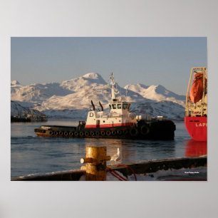 Póster James Dunlap Tugboat en el puerto holandés, Alaska