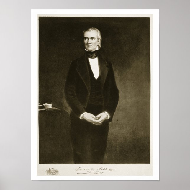 Póster James K. Polk (1795-1849), undécimo presidente de  (Frente)