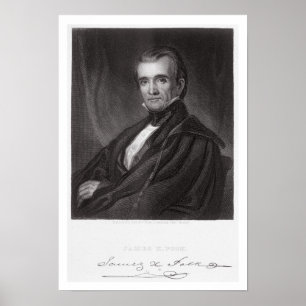 Póster James Knox Polk, grabado por Henry Bryan Hall (180