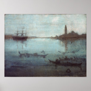 Póster James McNeil Whistler Nocturne en azul y plata
