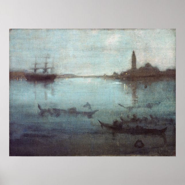 Póster James McNeil Whistler Nocturne en azul y plata (Frente)