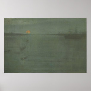 Póster James McNeill Whistler - Nocturne - Azul y Oro