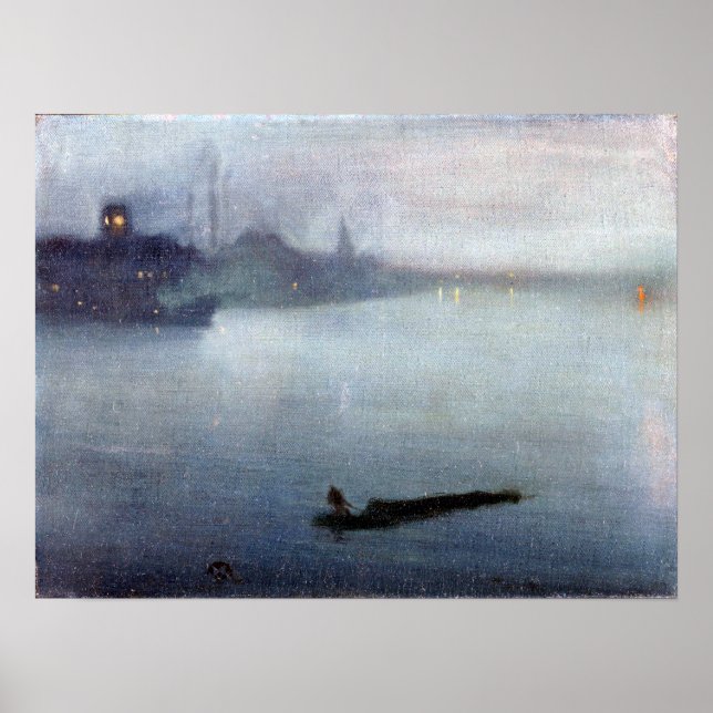 Póster James McNeill Whistler Nocturne en azul y plata (Frente)