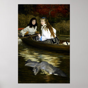 Póster James Tissot On the Thames, una garza