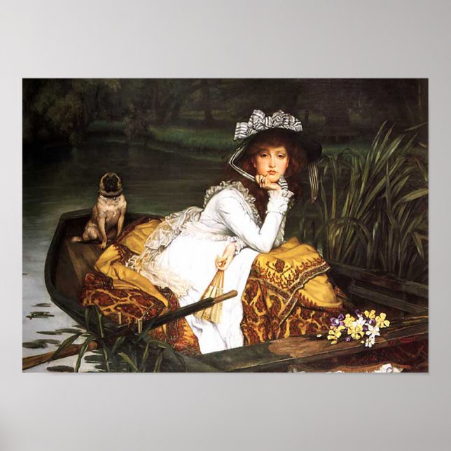 Póster James Tissot Young Lady en un Poster de barco (Frente)