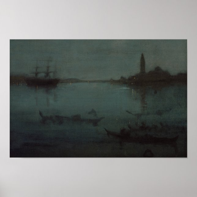 Póster James Whistler - Nocturne en azul y plata (Frente)