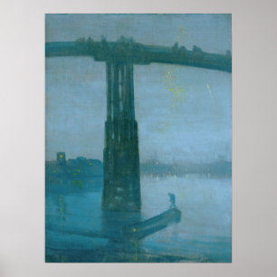 Póster James Whistler - Nocturno, Antiguo puente de Batte