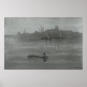 Póster James Whistler - Nocturno: El Támesis en Battersea