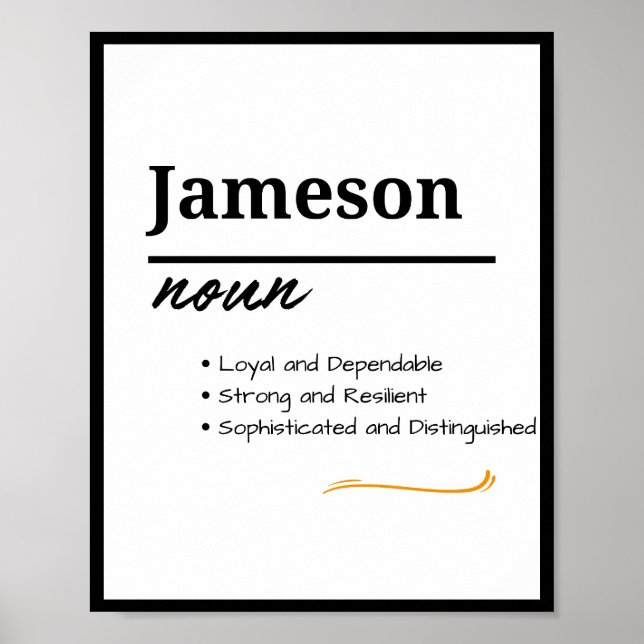 Póster Jameson, definición de nombre personalizado del ni (Frente)