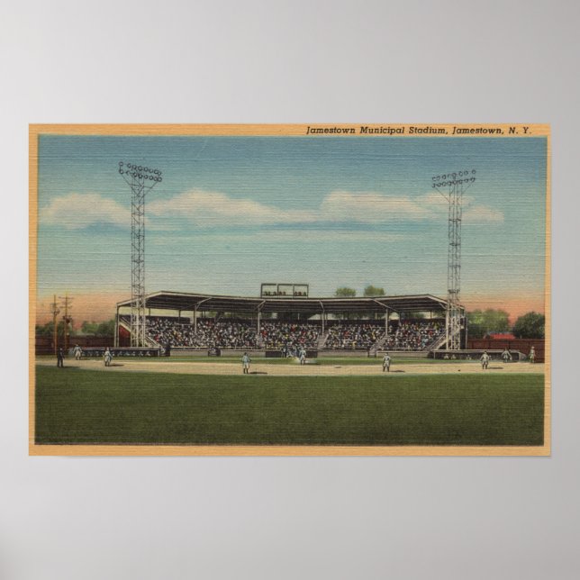 Póster Jamestown, NY - Estadio Municipal de Béisbol (Frente)