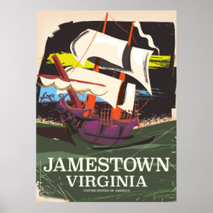 Póster Jamestown, Virginia, poster de viajes vintage