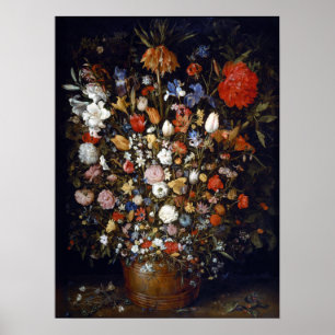 Póster Jan Brueghel, el anciano flor en un barco de mader