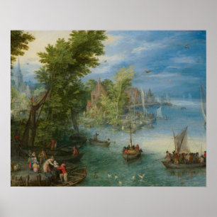 Póster Jan Brueghel, el paisaje de los Ancianos - Río