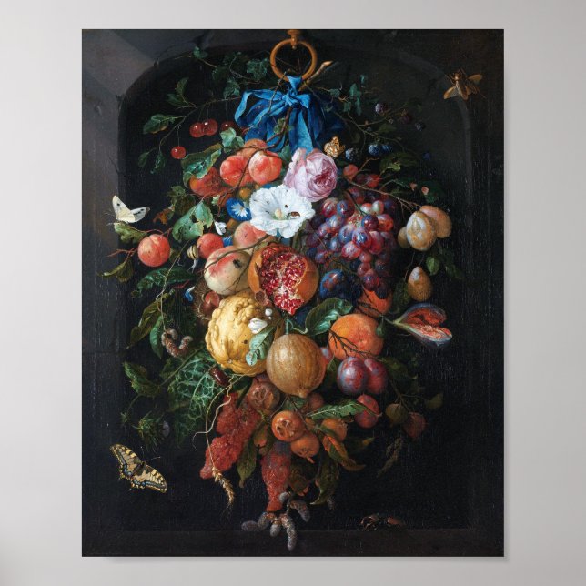 Póster Jan Davidsz de Heem, Festonia de Frutas y Flores (Frente)