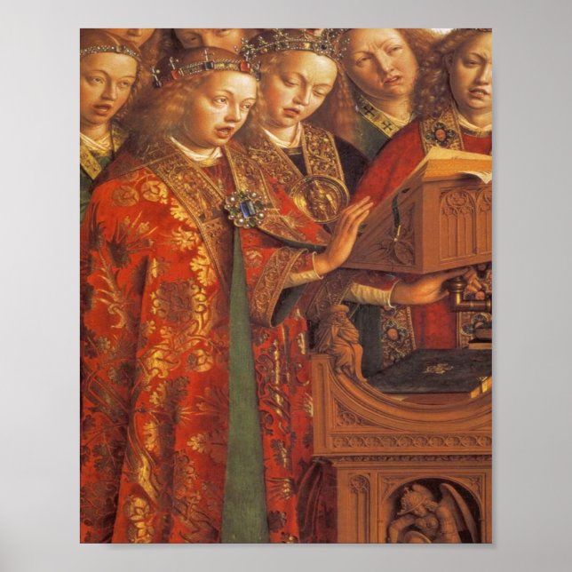 Póster Jan Van Eyck - El retablo de Gante - El ángel cant (Frente)
