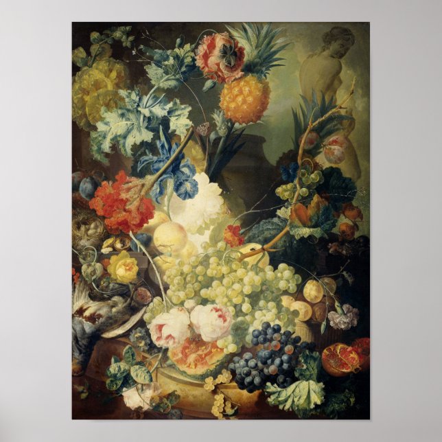 Póster Jan Van Os - Todavía La Vida Con Flores, Fruta (Frente)