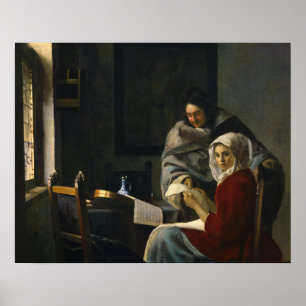Póster Jan Vermeer - Chica interrumpida por su música