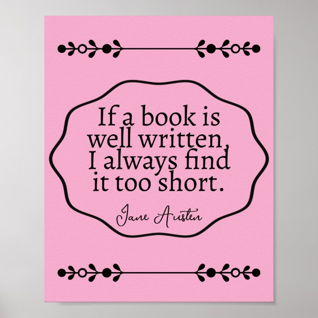 Póster Jane Austen - si un libro está bien escrito (Frente)