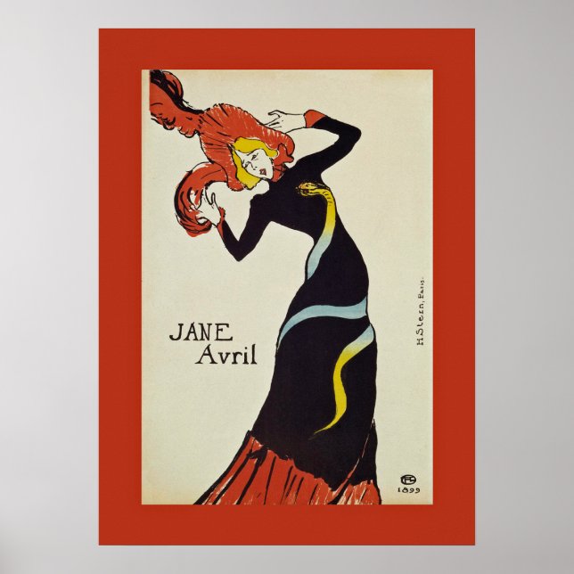 Póster Jane Avril ~ Henri de Toulouse Lautrec 1899 Poster (Frente)