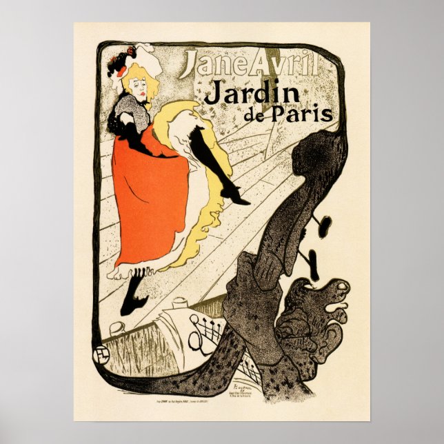 Póster JANE AVRIL Jardin de Paris Henri Toulouse Lautrec (Frente)