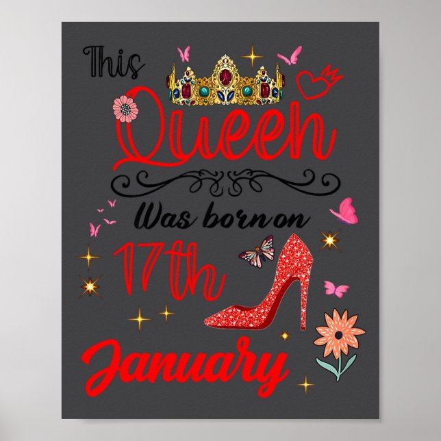 Póster January 17 Birthday This Queen Was Born On January (Frente)
