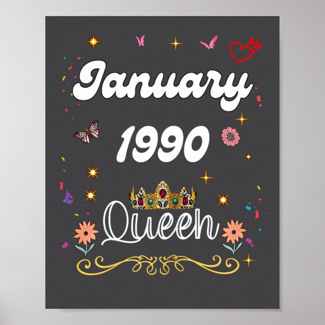 Póster January 1990 Queen Since January 1990 Birthday Gir (Frente)