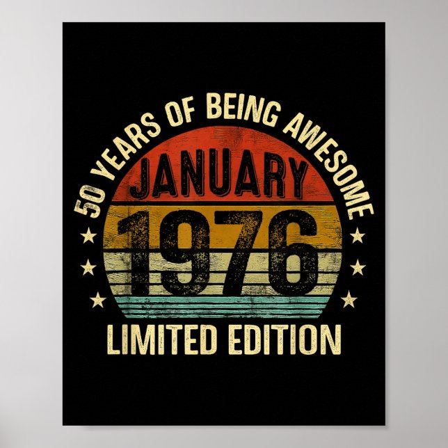 Póster January Birthday Est 1976 Limited Edition Vintage  (Frente)