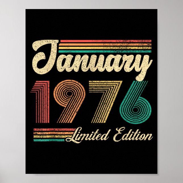 Póster January Birthday Est 1976 Limited Edition Vintage  (Frente)