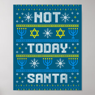 Póster Janucá Papá Noel Feo Hoy Hanukkah No Judío Diversi