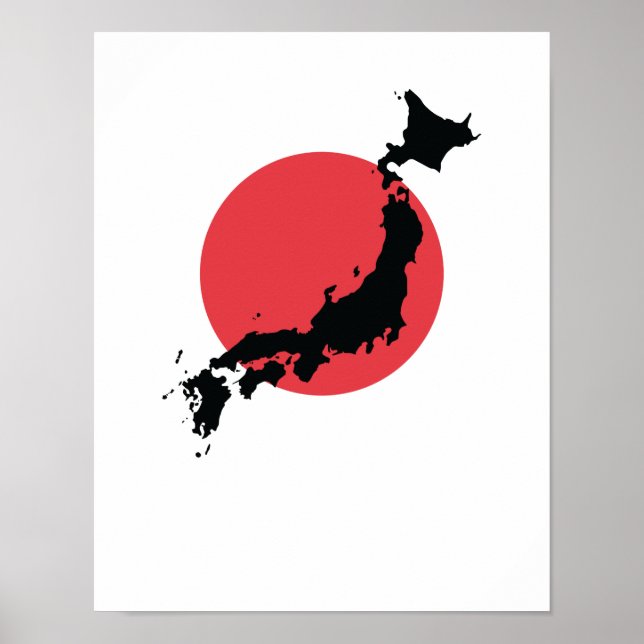 Póster Japan Flagge Kartenumriss (Frente)