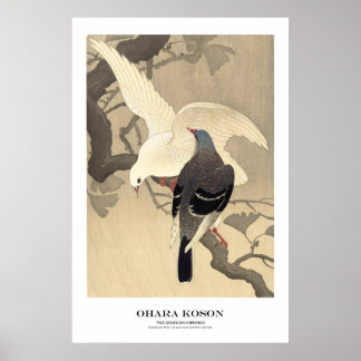 Póster Japanese Art Print - Ohara Koson - Doves