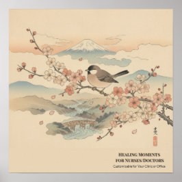 Póster Japanese Art Wall Decor for Nurses – Cute Bird 