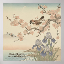 Póster Japanese Art Wall Decor for Nurses – Cute Bird 