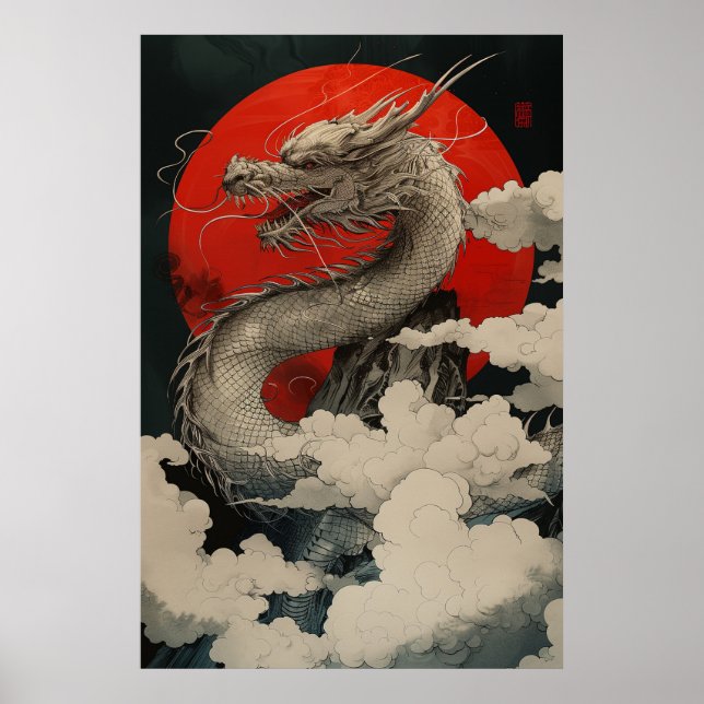 Póster Japanese Dragon Ukiyo-e – Mythical Power Poster (Frente)