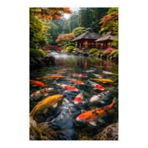 Japanese Garden & Koi Pond - Photographic Image
