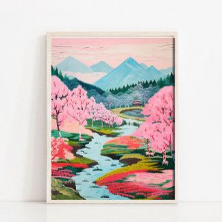 Póster Japanese Landscape Art Painting, Japanese Poster, 