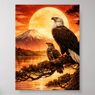 Póster Japanese Landscape Eagle Value Poster 