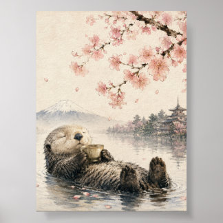 Póster Japanese Otter Poster Printable Wall Art 