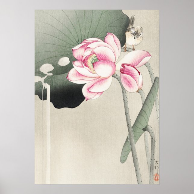 Póster Japanese painting by ohara koson,vintage小原古邨の日本画 (Frente)