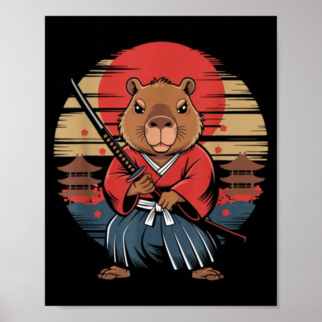 Póster Japanese Samurai Capybara  (Frente)