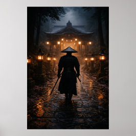 Póster Japanese Samurai - Dark Theme
