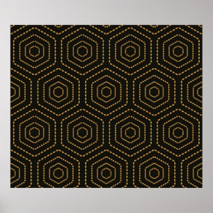 Póster Japanese style golden seamless pattern background