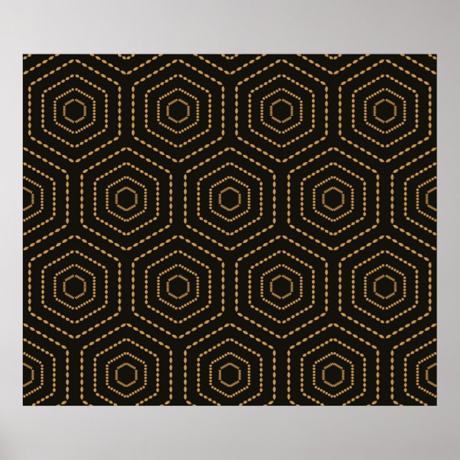 Póster Japanese style golden seamless pattern background  (Frente)