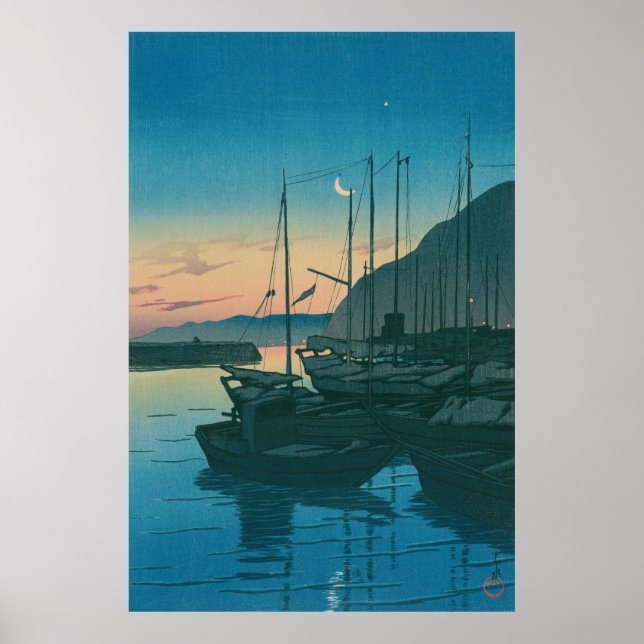 Póster Japanese Ukiyo-e by Hasui Kawase "Morning in Beppu (Frente)