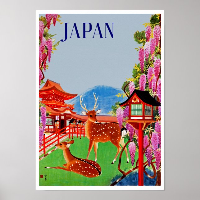 Póster Japón con ciervo (Frente)