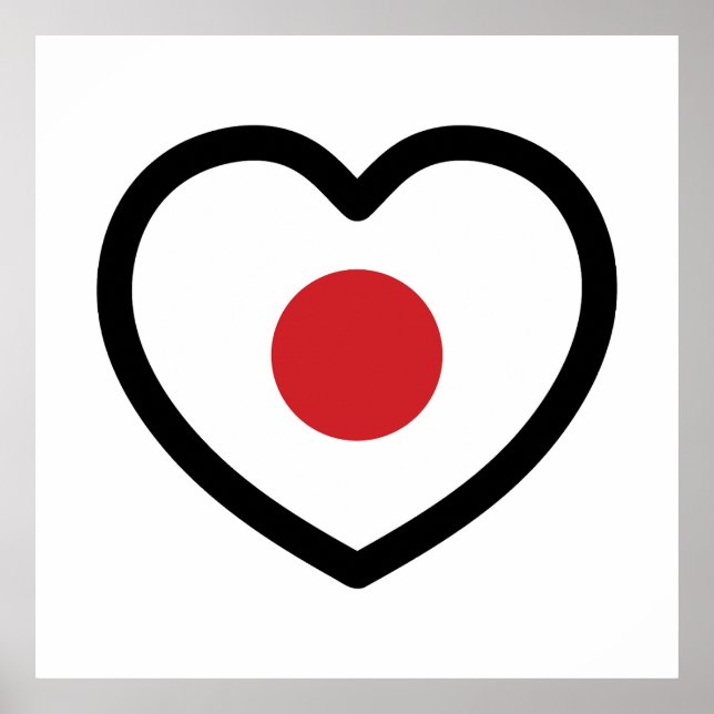 Póster Japón | Corazón de la bandera japonesa (Frente)